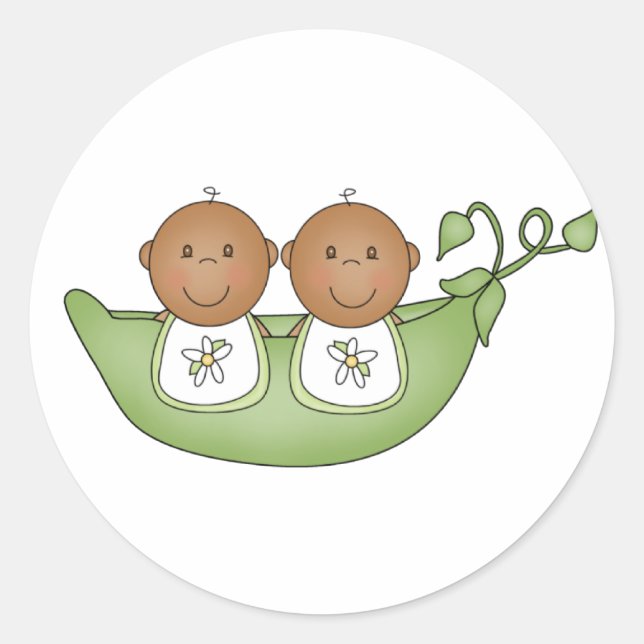 Afrikanisch-amerikanische Twins im Pea Pod Runder Aufkleber (Vorderseite)
