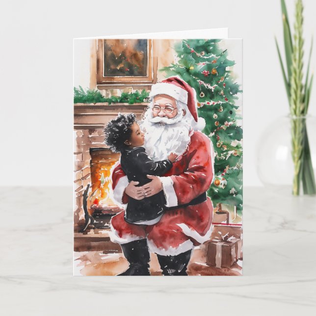 Afrikanisch-amerikanische Weihnachtskarte mit Kind Karte (Vorderseite)