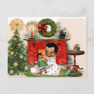 Afrikanisch-Amerikanische Weihnachtspostkarte Feiertagspostkarte