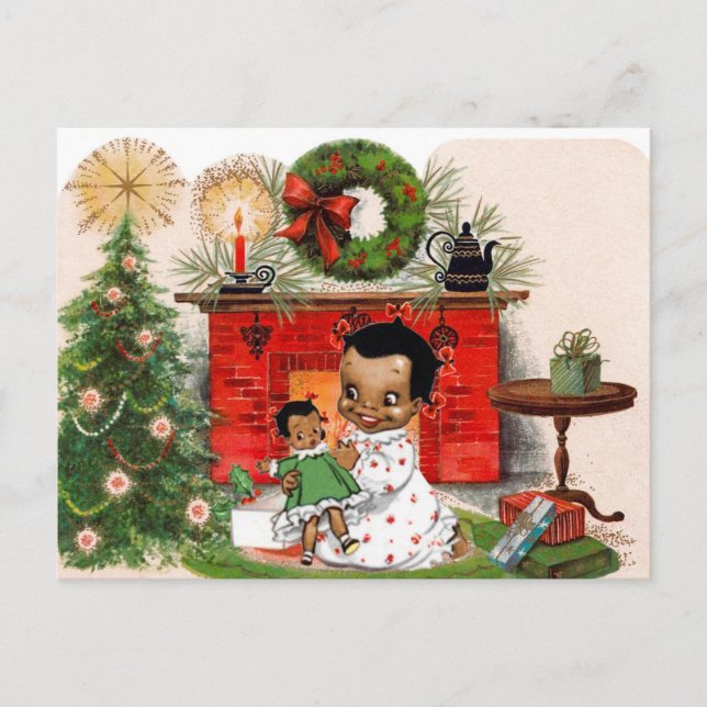 Afrikanisch-Amerikanische Weihnachtspostkarte Feiertagspostkarte (Vorderseite)