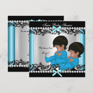 Afrikanisch-Amerikanischer Twin Boys Baby Dusche B Einladung