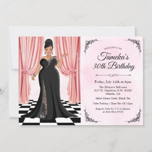Afrikanisch-amerikanisches Elegant Gown Geburtstag Einladung