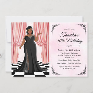 Afrikanisch-amerikanisches Elegant Gown Geburtstag Einladung