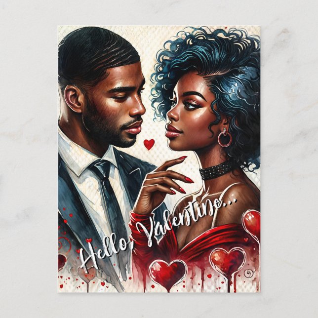 Afrikanisch-amerikanisches Paar Valentine Art Post Postkarte (Vorderseite)