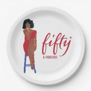 Afrikanisch-amerikanisches Rotes Dress Diva 50+ &  Pappteller