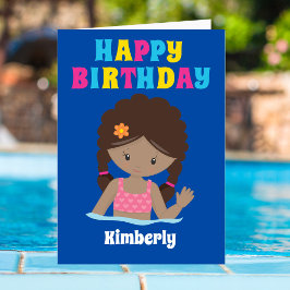 Afrikanisch-Amerikanisches Swim Girl Custom Happy  Karte