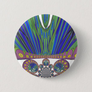 Afrikanisch Blau Lila Dekorativer Kunstdruck Button