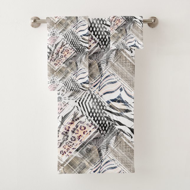 Afrikanisch, Combo, Haut, Tiger, Jaguar, gepunktet Badhandtuch Set (Insitu)