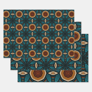 Afrikanisch-ethnisch Inspiriertes Muster Nr. 4 Geschenkpapier Set