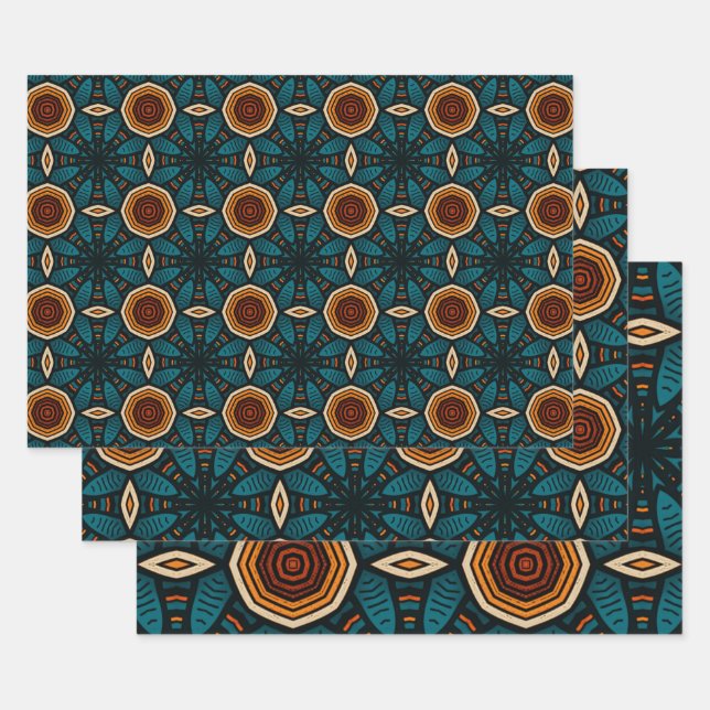 Afrikanisch-ethnisch Inspiriertes Muster Nr. 4 Geschenkpapier Set (Set)