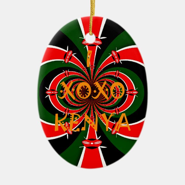 Afrikanisch Inspirierte kenianische Flagge Abstrak Keramikornament (Vorne)
