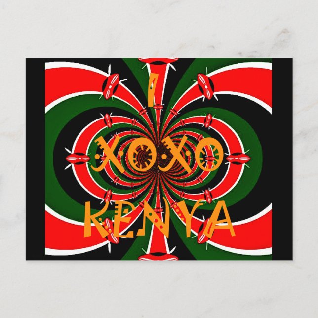 Afrikanisch Inspirierte kenianische Flagge Abstrak Postkarte (Vorderseite)
