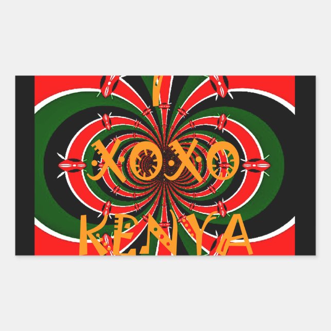 Afrikanisch Inspirierte kenianische Flagge Abstrak Rechteckiger Aufkleber (Vorderseite)