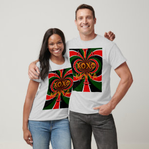 Afrikanisch Inspirierte kenianische Flagge Abstrak T-Shirt