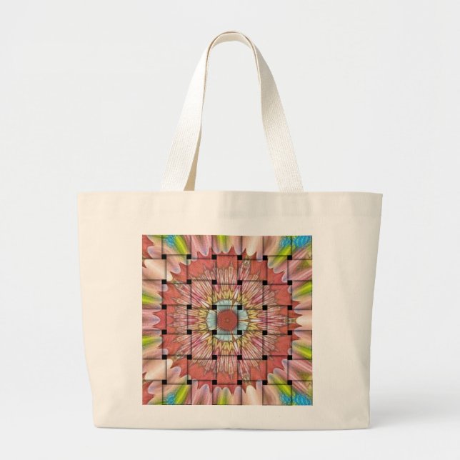 afrikanisch Inspirierte Kunstdrucke - Geometrische Jumbo Stoffbeutel (Vorne)