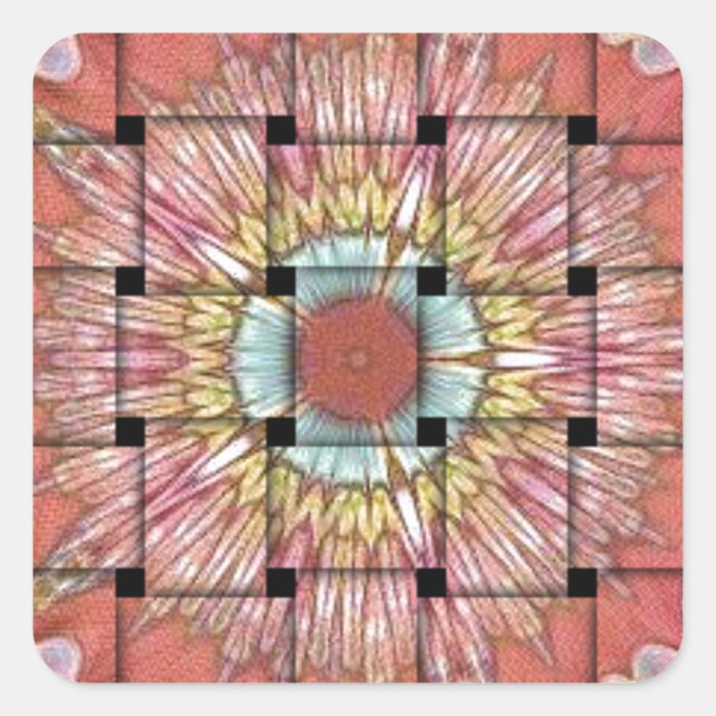 afrikanisch Inspirierte Kunstdrucke - Geometrische Quadratischer Aufkleber (Vorderseite)