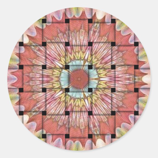 afrikanisch Inspirierte Kunstdrucke - Geometrische Runder Aufkleber (Vorderseite)