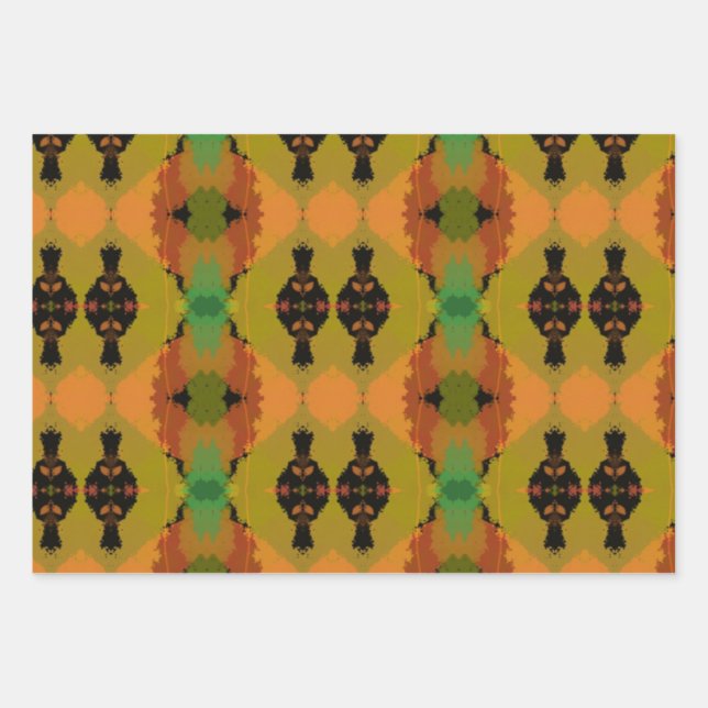 Afrikanisch inspiriertes Wrapping Paper Flat Sheet Geschenkpapier Set (Vorderseite)