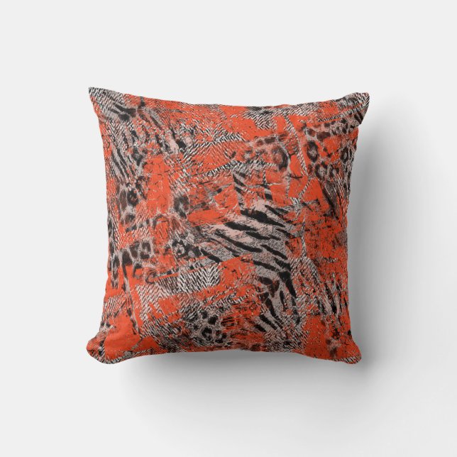Afrikanisch, Stammeskultur. Schwarz, rot, grau. Kissen (Vorderseite)
