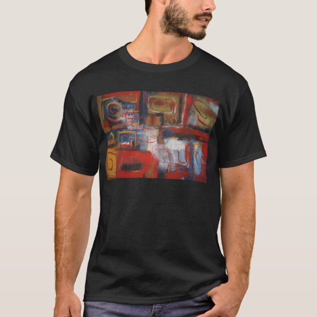 Afrikanische Abstrakte Kunst - Quadrate und Kreise T-Shirt (Vorderseite)
