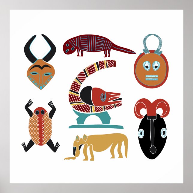 Afrikanische abstrakte Stammeskunst Poster (Vorne)