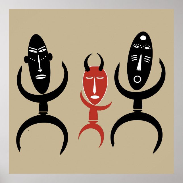 afrikanische abstrakte Tanzfigur Poster (Vorne)