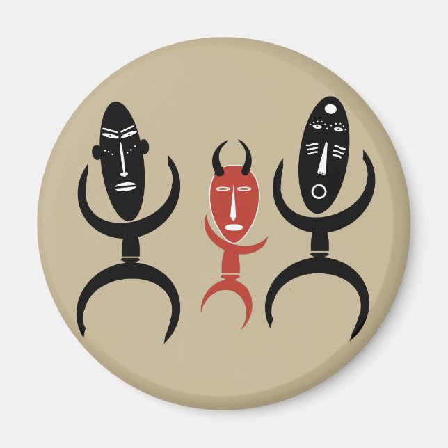 afrikanische abstrakte Tanzfiguren Magnet (Vorne)