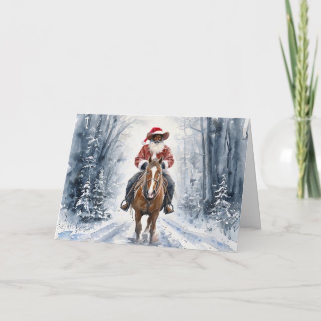 Afrikanische American Black Cowboy Weihnachtskarte Dankeskarte (Vorderseite)
