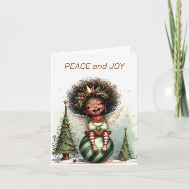 Afrikanische American Fairy Weihnachtskarte Karte (Vorderseite)