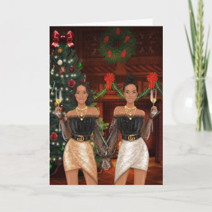 Afrikanische American Gay Couple Weihnachtskarte Karte