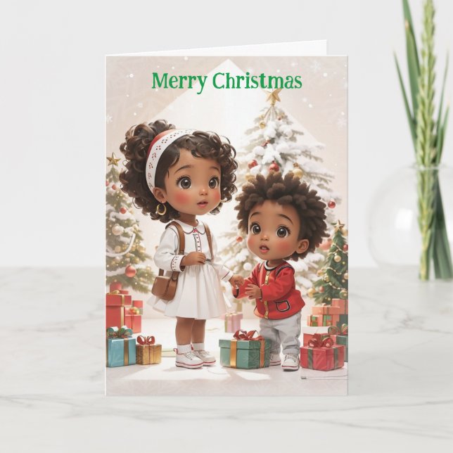 Afrikanische Amerikaner Kinder frohe Weihnachten (Vorderseite)