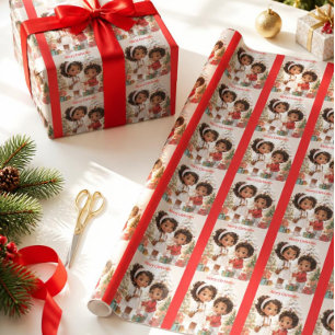 Afrikanische Amerikaner Kinder frohe Weihnachten Geschenkpapier