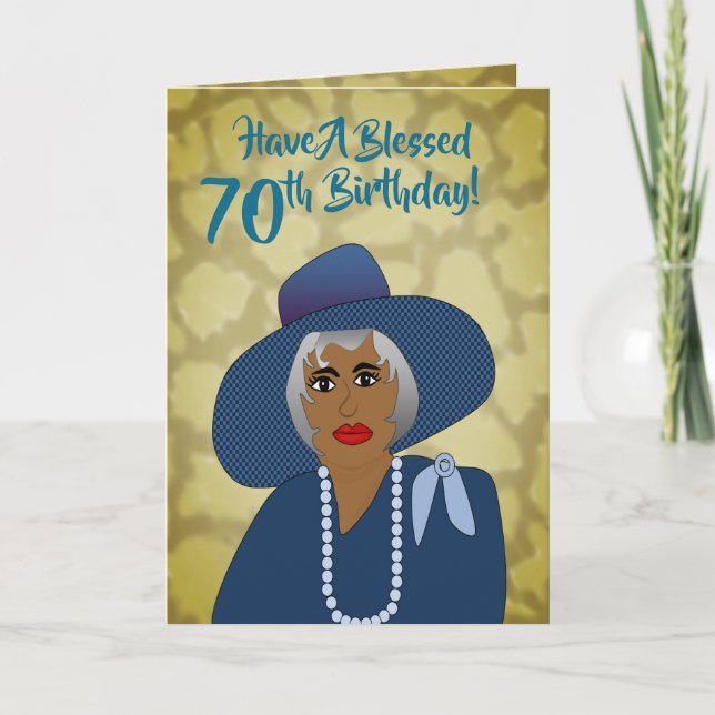 Afrikanische Amerikanerin 70. Trendy Birthday Card Dankeskarte (Vorderseite)
