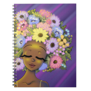 Afrikanische Amerikanerin Blume Haarglühen Notizblock