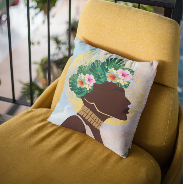 Afrikanische Amerikanerin Blumenkrone Kissen (Von Creator hochgeladen)