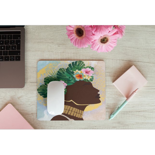 Afrikanische Amerikanerin Blumenkrone Mousepad (Von Creator hochgeladen)