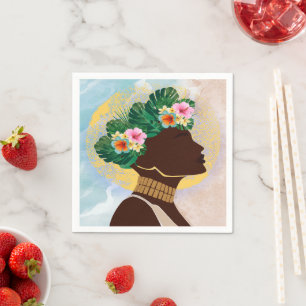 Afrikanische Amerikanerin Blumenkrone Serviette