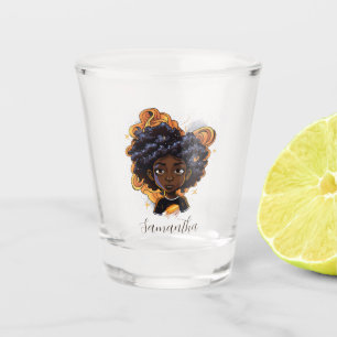 Afrikanische Amerikanerin - braune Wirbel Schnapsglas