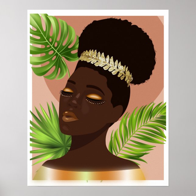Afrikanische Amerikanerin Gold-Illustration Poster (Vorne)