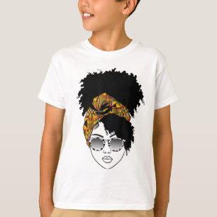 Afrikanische Amerikanerin Kente Cloth Headband Nat T-Shirt