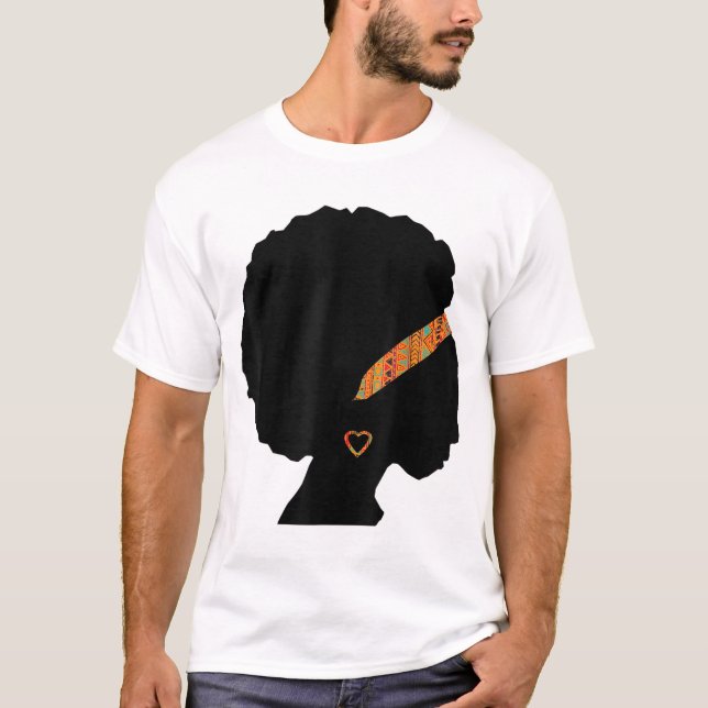 Afrikanische Amerikanerin Kente Cloth Headband Nat T-Shirt (Vorderseite)