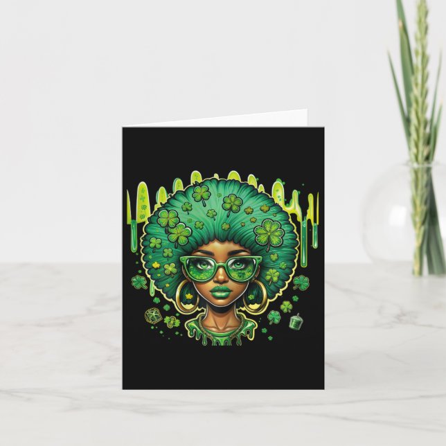 Afrikanische Amerikanerin Leprechaun Black St Patr Karte (Vorderseite)