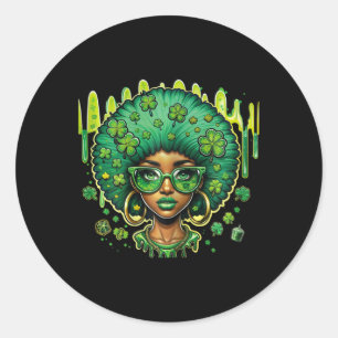Afrikanische Amerikanerin Leprechaun Black St Patr Runder Aufkleber
