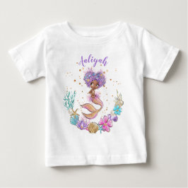 Afrikanische Amerikanerin Mermaid Birthday Baby T-shirt