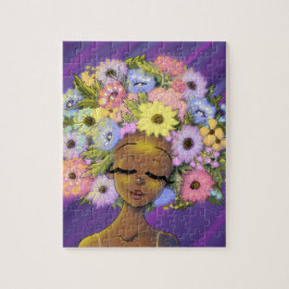 Afrikanische Amerikanerin mit blühender Afro-Blume
