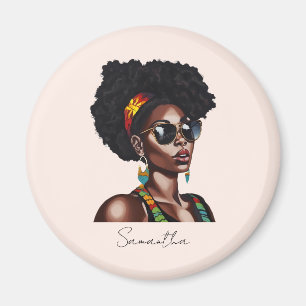 Afrikanische Amerikanerin mit schicke Sonnenbrille Magnet