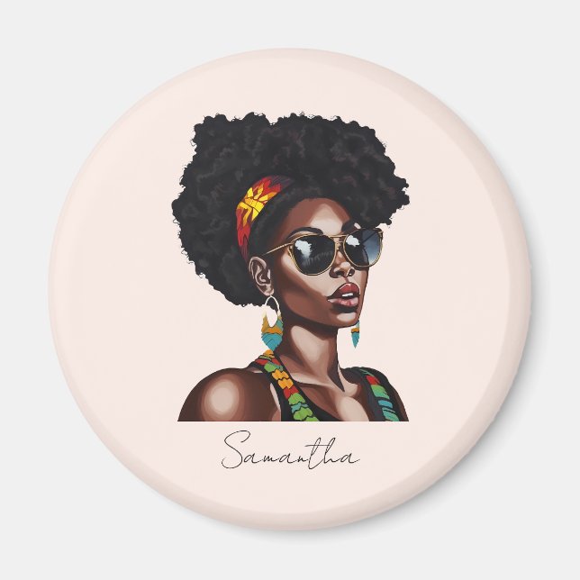 Afrikanische Amerikanerin mit schicke Sonnenbrille Magnet (Vorne)