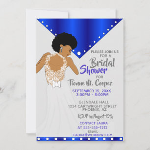 Afrikanische Amerikanerin Royal Blue Brautparty Einladung