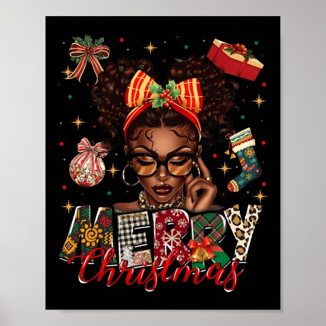 Afrikanische Amerikanerin Schwarze Frau frohe Weih Poster (Vorne)