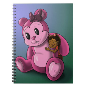 Afrikanische Amerikanerin und rosa Teddy Bär Notizblock